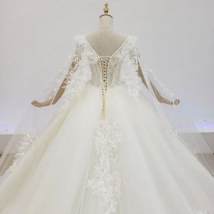 ! Luxury Tulle Ballgown Wedding Dress With Cape,..