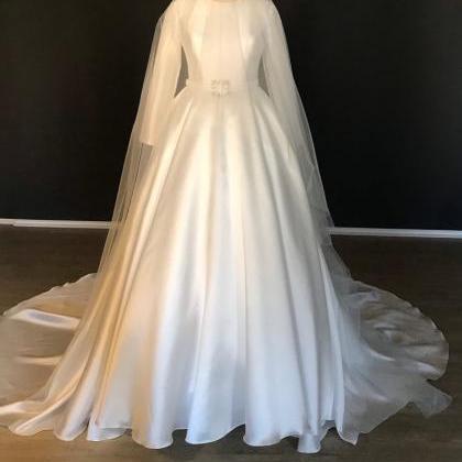 Minimalist Wedding Dress, Long Sleeve ,mikado Silk..
