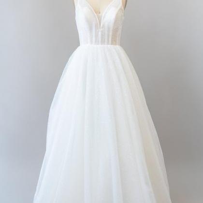 White Sequin Patterned Tulle Ball Gown,pl3064