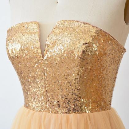 Gold Sequin Bridesmaid Dress Long Convertible..