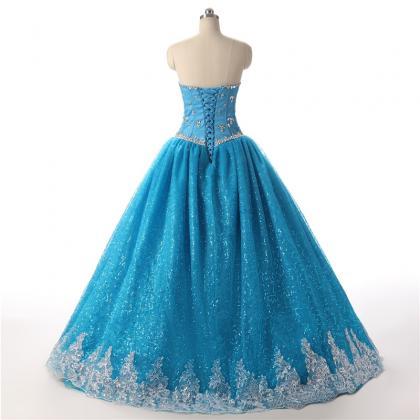 Fashion, Style,sequin Bouffant Dress, Strapless Evening Dress,blue Ball ...