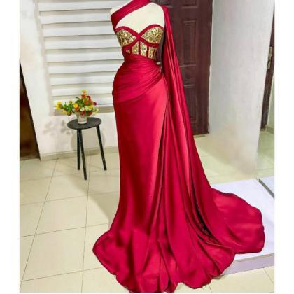 Red Silk Drape Long Prom,wedding, Reception,..