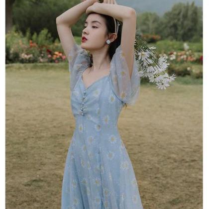 Bustier Dress/french Romance Dress/floral Print..