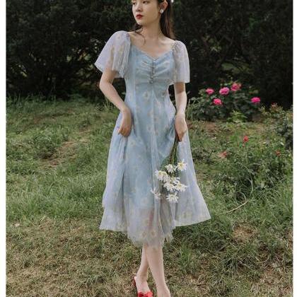 Bustier Dress/french Romance Dress/floral Print..