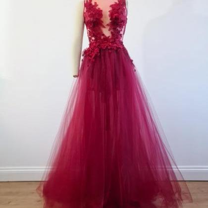 Tulle Skirt And Lace Gown. See Thru, Hand Stitched..