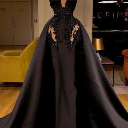 Custom Black African Wedding Reception Gown, Satin..