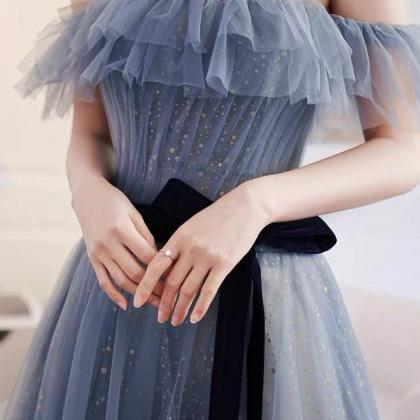 Blue Evening Dress Dress, Light Luxury High End..