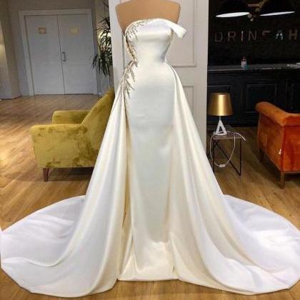 White Silk Wedding Dress, African Mermaid Wedding..