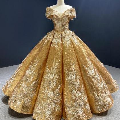 Feathered-Cap-Sleeve Long Sequin Prom Ball Gown 297
