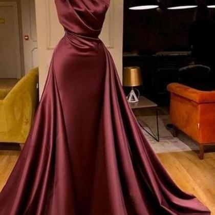 Simple Satin Long Women Party Dress With..
