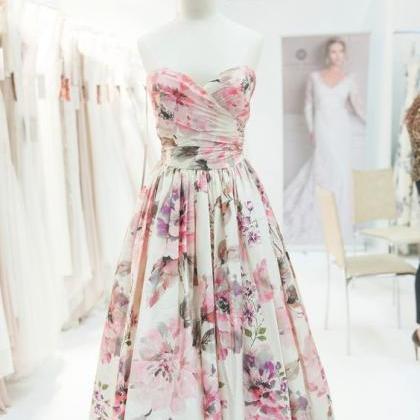 Print Prom Dresses, 2021 Prom Dresses, Pleats Prom..