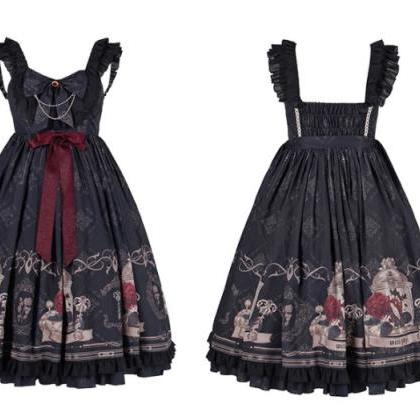 Vintage Victorian Lolita Black Gothic Dress,pl3504