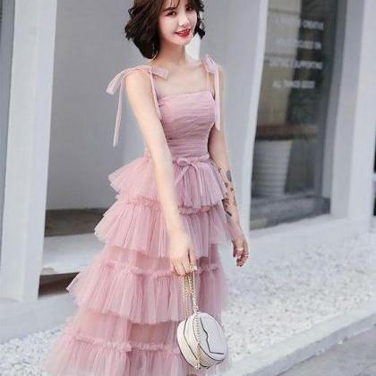 Simple Pink Tulle Short Prom Dress, Pink..