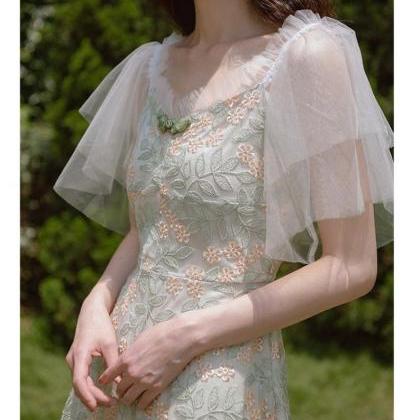 Victorian French Vintage Nap Embroidered Dress..