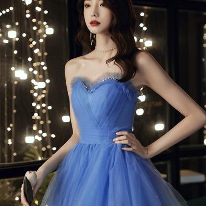 Blue Tulle Long Prom Dress Blue Evening..