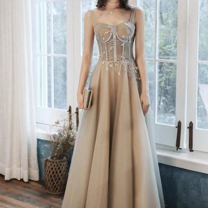 Lovely Tulle Long Prom Dress A Line Evening..