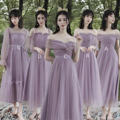 Bridesmaid Dress Romantic Purple Tulle Short Prom..