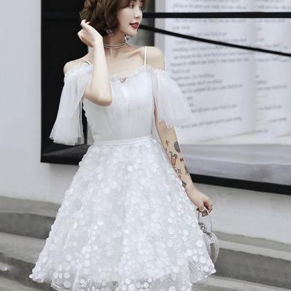 White Tulle Short Prom Dress Homecoming..