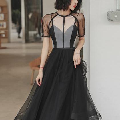 Black Tulle Short Prom Dress Homecoming..