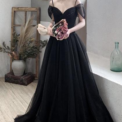 Black Tulle Long Prom Dress Evening Dress,pl3817