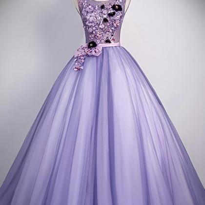 Purple Tulle Long A Line Prom Dress Purple Evening..