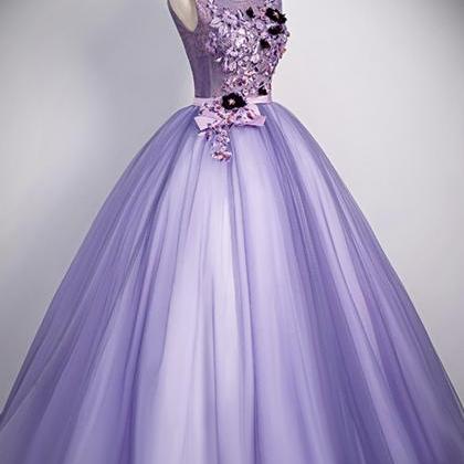 Purple Tulle Long A Line Prom Dress Purple Evening..