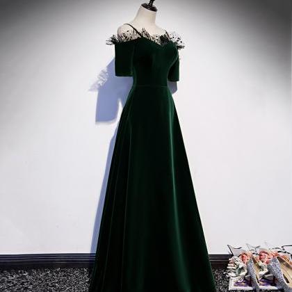 Green Velvet Long Prom Dress Green Evening..