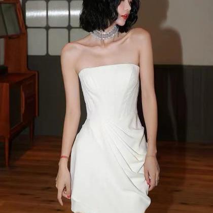 Little White Dress, Stapless Party Dress,custom..