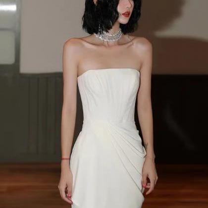 Little White Dress, Stapless Party Dress,custom..