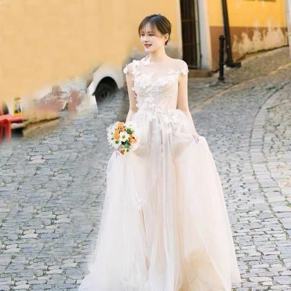 ,cap Sleeve Wedding Dress,,light Tulle Bridal..