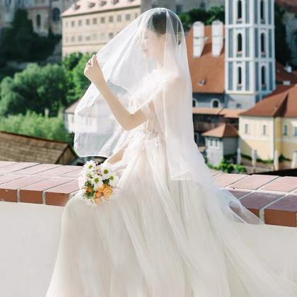 ,cap Sleeve Wedding Dress,,light Tulle Bridal..
