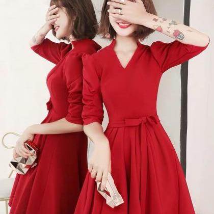 ,red High Low Dress,long Sleeve Midi Dress,high..