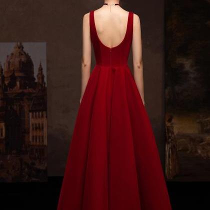 Spaghetti Srap Prom Dress,red Midi Dress,backless..