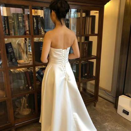 ,strapless Wedding Dress, Simple Bridal..