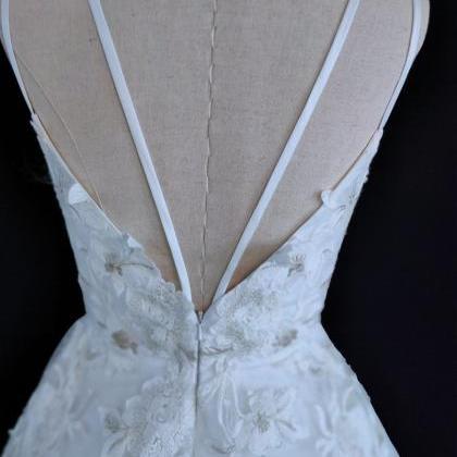 ,spaghetti Strap Wedding Dress,lace Bridal..