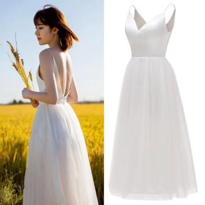 ,v-neck Wedding Dress, Light Bridal Dress,outdoor..