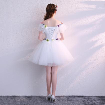 , Handmade Floral ,white Homecoming Dress, Off..
