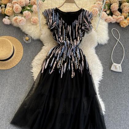 Black A Line Short Dress Fashion Dress,pl4219