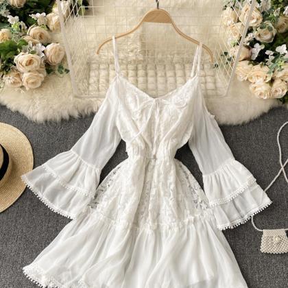 Lovely Long-sleeved Lace Dress,pl4227
