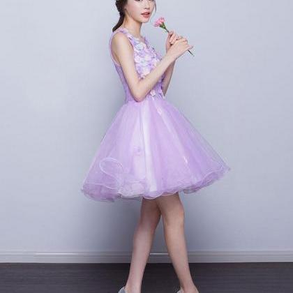 Cute V Neck Tulle Short Prom Dress, Homecoming..