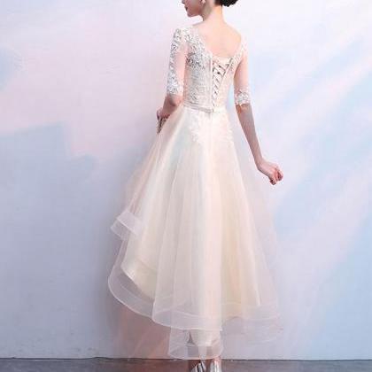 Champagne Tulle Lace Prom Dress, Champagne..