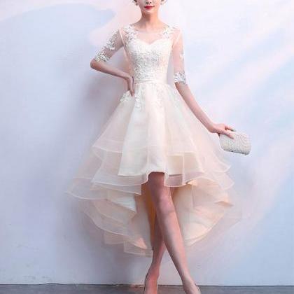 Champagne Tulle Lace Prom Dress, Champagne..