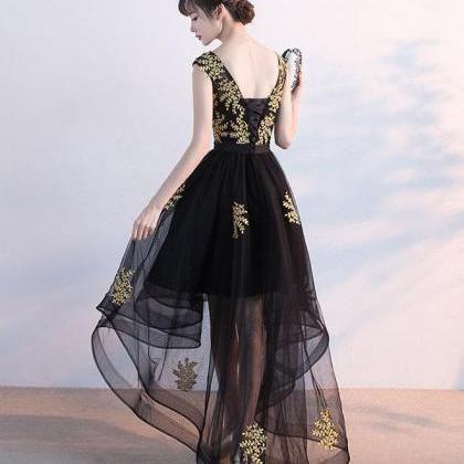 Black Tulle Lace Prom Dress, Black Lace Formal..