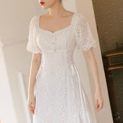 White Cottage Core Dress- Summer Wedding Guest..