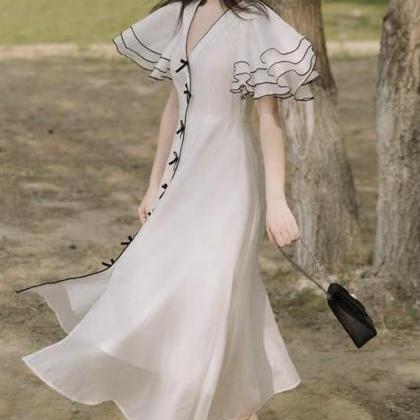 White Cottage Core Dress-victorian Maid..