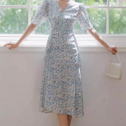 Ditsy Floral Print Dress-women Chiffon..