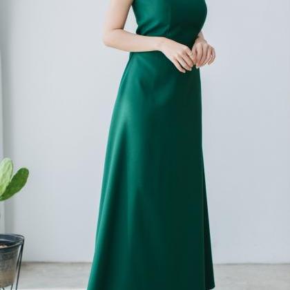 Green Bridesmaid Dress Forest Green Maxi Dress..