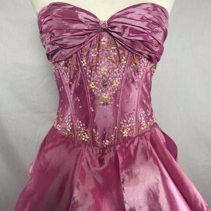 Dark Pink Petal Ball Gown Dress Formal Prom,pl4725