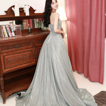Beautiful Sequins V-neckline Long Formal Dress,..