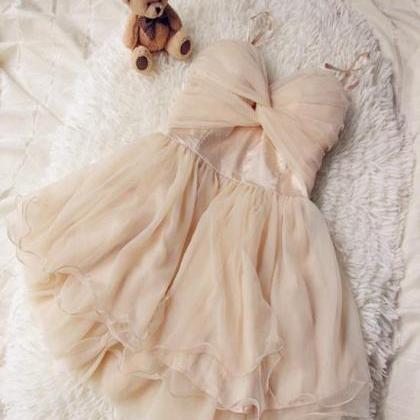 Lovely Tulle Sweetheart Mini Party Dress, Lace-up..